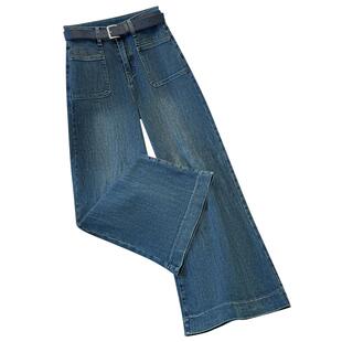 今年流行爆款阔腿直筒牛仔裤女2025春秋冬季新款加绒加厚大裤脚子