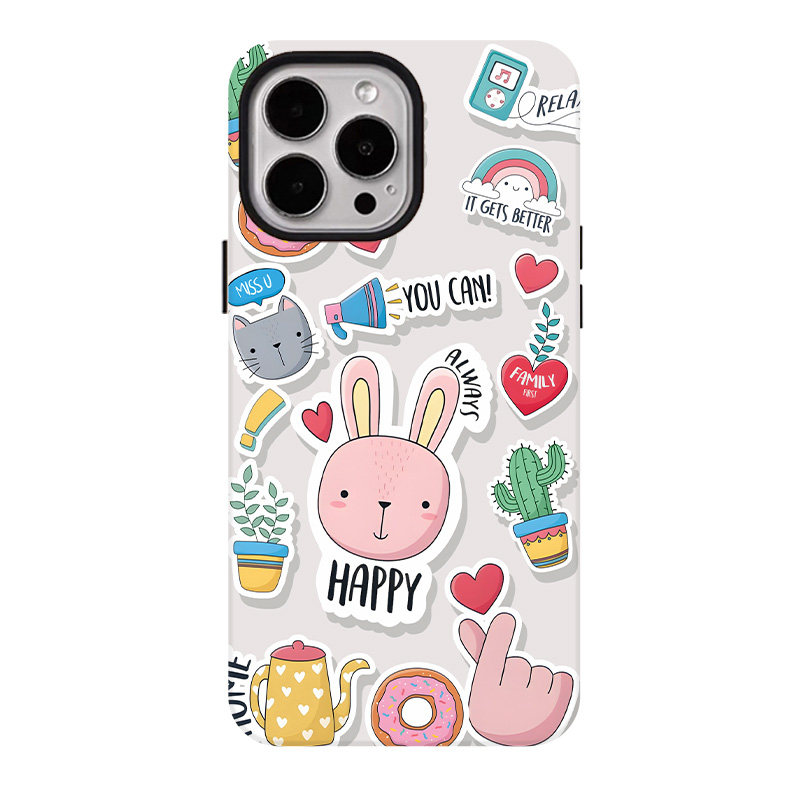 贴纸小兔子适用苹果17promax手机壳iphone16pro菲林磁吸支架个性华为P80小米15小众vivo防摔保护壳oppo卡通