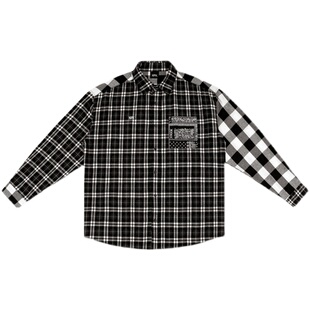 XPX 周柏豪 MULTI PATCHED CHECKS 拼接黑白格仔衬衫