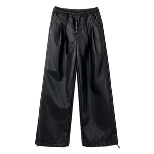 儿童裤子男童秋冬款加绒皮裤2025新款男孩冬季加厚一体绒休闲长裤