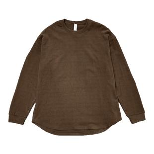 日系休闲阳离子双面绒长袖T恤男冬季圆领加厚纯色时尚百搭打底衫