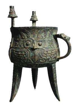 青铜器仿古做旧妇好鴞纹斝三足斝