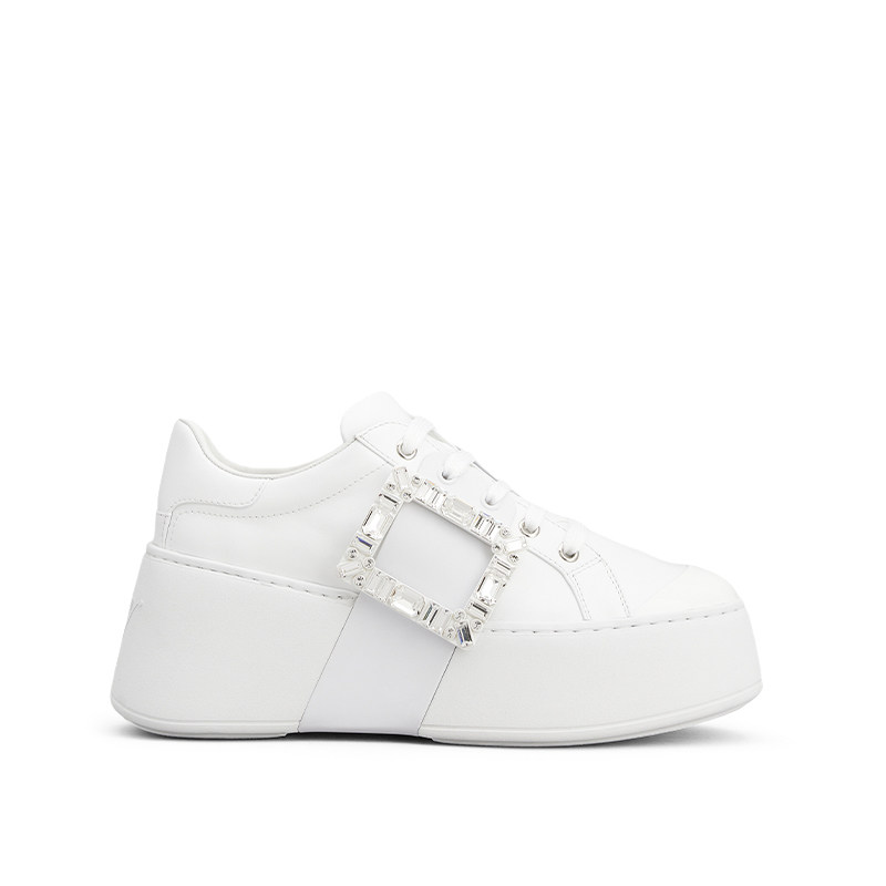 【24期免息】Roger Vivier/RV女鞋Viv Skate饰扣厚底休闲鞋小白鞋
