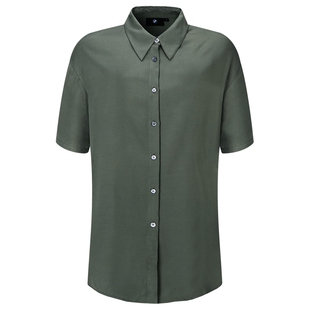 BMW STUDIO宝马女装官方早春纯色橄榄绿时尚休闲百搭短袖落肩衬衫