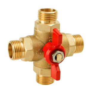 4分立体四通阀汽车外丝全铜四加厚带开关球阀一体式水管阀门螺纹