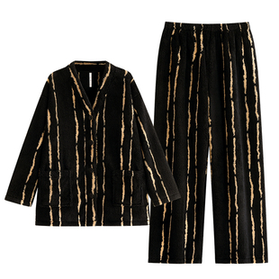 悦内睡衣女士冬季秋冬款加绒加厚珊瑚绒家居服冬装休闲保暖可外穿