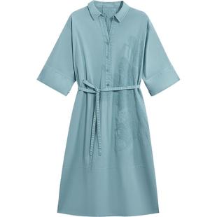 EXCEPTION例外女装春秋连衣裙绣花设计立领新中式裙子女