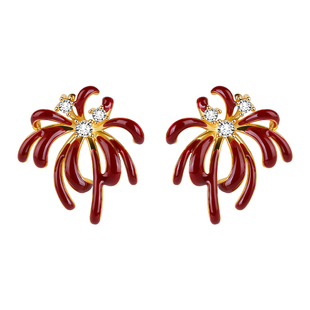 999纯银针璀璨烟花耳钉女2026马年耳环高级感圣诞节秋冬过年耳饰