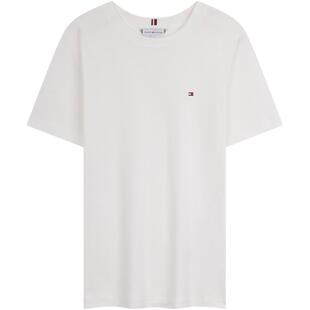 Tommy26春夏女装纯棉休闲通勤纯色条纹修身正肩圆领短袖上衣T恤