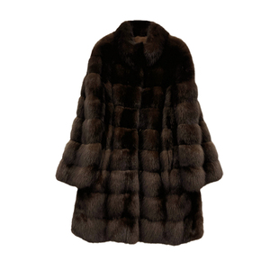 2025年新款俄罗斯满天星紫貂立领环保貂皮大衣中长款女时尚宽松型