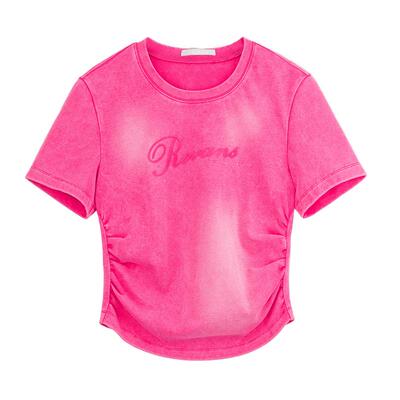 REVAN芮范设计师款芭比风字母印花玫粉T恤RM71001370