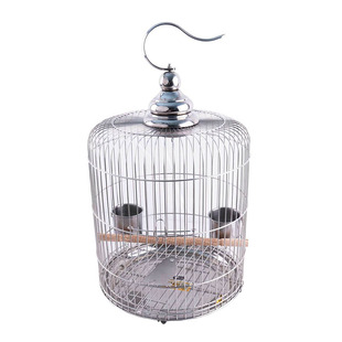 不锈钢新款圆形八哥鸟笼画眉玄凤牡丹鹩哥豪华鹦鹉笼子全套鸟笼子