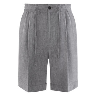 【100%透气亚麻】 CULTUM松弛慵懒松紧抽绳宽松直筒短裤男五分裤