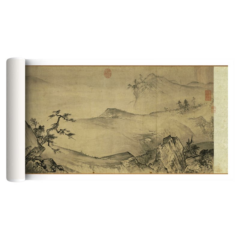 夏圭《溪山清远图》仿古画山水画