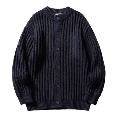 宽松百搭藏青色毛衣开衫