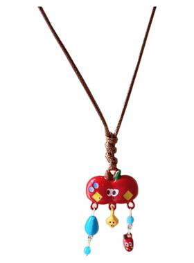 多巴胺彩色苹果编织项链女卫衣链