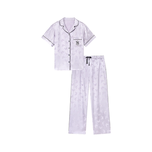 维密杨幂同款宅度假缎面月光绸丝滑短袖睡衣家居服套装女2026春