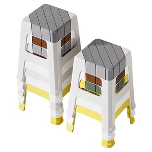 塑料凳子加厚家用可叠放餐桌高凳北欧简约成人时尚椅子熟胶矮凳子