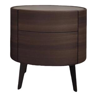 意式极简poliform KELLY床头柜现代椭圆形胡桃色床边收纳卧室储物