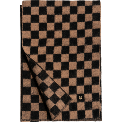 疯帽子棋盘格纯羊毛围巾时髦精
