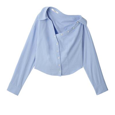 SNIDEL翻领露肩衬衫内搭上衣