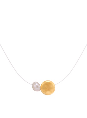 【买3免1】简约淡水珍珠拉丝扁豆豆鱼线项链女手工高级感日常配饰