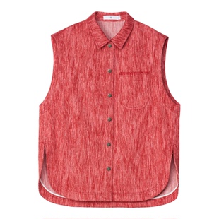 【新品】ZUCZUG 素然春夏女士设计感大肚纱色织棉布翻领马甲