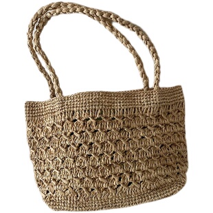 INS草编包拉菲草日本法式复古文艺菜篮子度假沙滩包