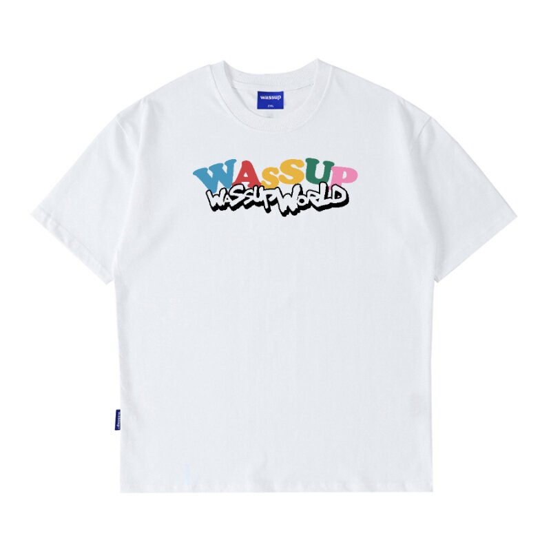 WASSUP色彩涂鸦字母短袖T恤男夏