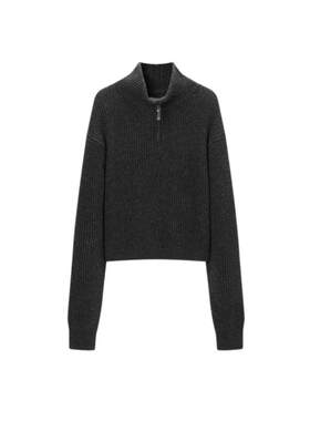 TKYSHOP高领半拉链毛针织衫