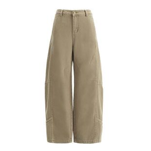 UNIFREE美式高街牛仔裤25秋季新款卡其色透气耐磨时髦拖地弯裤