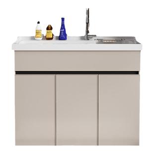 定制阳台太空铝洗衣柜带搓板浴室柜组合洗衣池洗手台盆一体柜落地