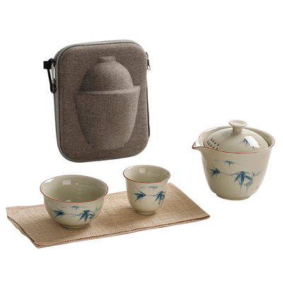 草木灰快客杯一壶两杯二人茶具