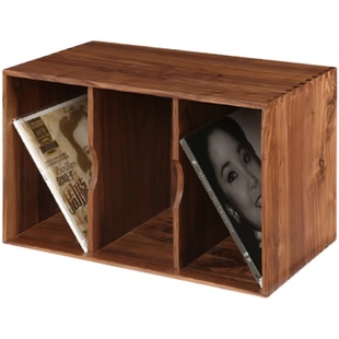 了凡LP柜子黑胡桃木质叠式柜碟片储藏CD架简约置物黑胶唱片收纳柜