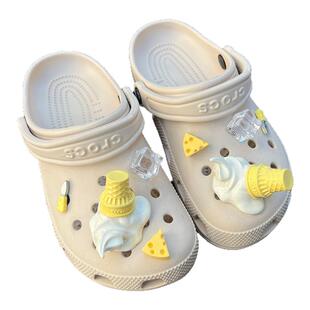 掉落冰淇淋洞洞鞋配饰可爱甜筒鞋扣crocs智必星装饰扣鞋花diy卡扣