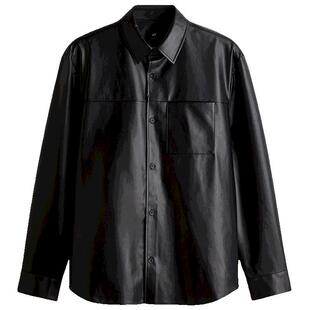 HM男装衬衫春季标准版型涂层长袖潮流舒适上衣1259797