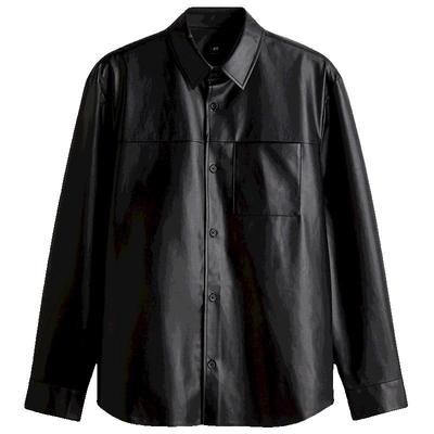 HM男装衬衫冬季标准版型涂层长袖潮流舒适上衣1259797