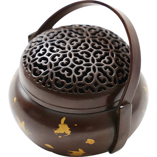 苏工点金提梁手炉暖手炉烧炭隔火熏香炉仿古铜香炉纯铜怀炉香薰炉