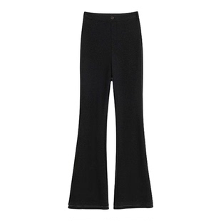 加绒微喇裤女冬季2025新款弹力加厚黑色高腰显瘦西装垂感喇叭裤子