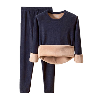 50到60岁爸爸保暖内衣男款加绒加厚套装德绒秋衣秋裤打底衣冬季款