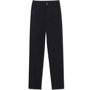 加绒窄版西装裤女士秋冬季爆款高腰小个子休闲显瘦黑色九分直筒裤