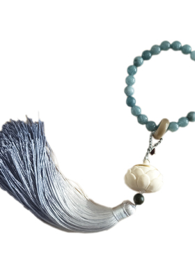 文玩菩提根象牙果青色流苏香薰手串女手链挂件小仙女清新手镯中式