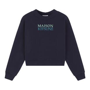 Maison Kitsune日常通勤女士字母印花休闲圆领套头卫衣银泰百货