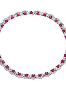 法式轻奢微镶红宝石choker项链