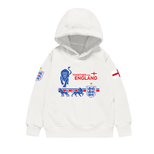 2026世界杯英格兰队足球迷服连帽卫衣套头男女儿童装学生宝宝外套