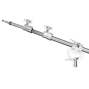 魔术腿加粗横杆 C型灯架摇杆闪光灯顶灯架不锈钢横臂影室灯旗版架C型支架摇臂带滑轮可刹车银色黑色灯架