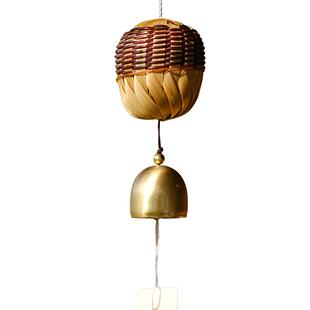 日式和风手工竹编铜铃庭院装饰阳台挂饰挂件风铃禅意乔迁生日礼物