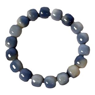 一念禅艺网红海盐蓝飘花菩提手串盘玩女孩子可变色菩提根文玩佛珠