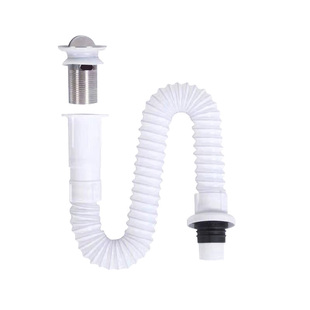 洗脸盆下水管洗手盆池一体下水器台盆防臭下水软管排水管钢头翻板