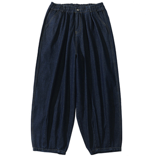 日系宽松灯笼裤男阔腿裤bf原宿风oversize古着感肥大牛仔裤男女潮